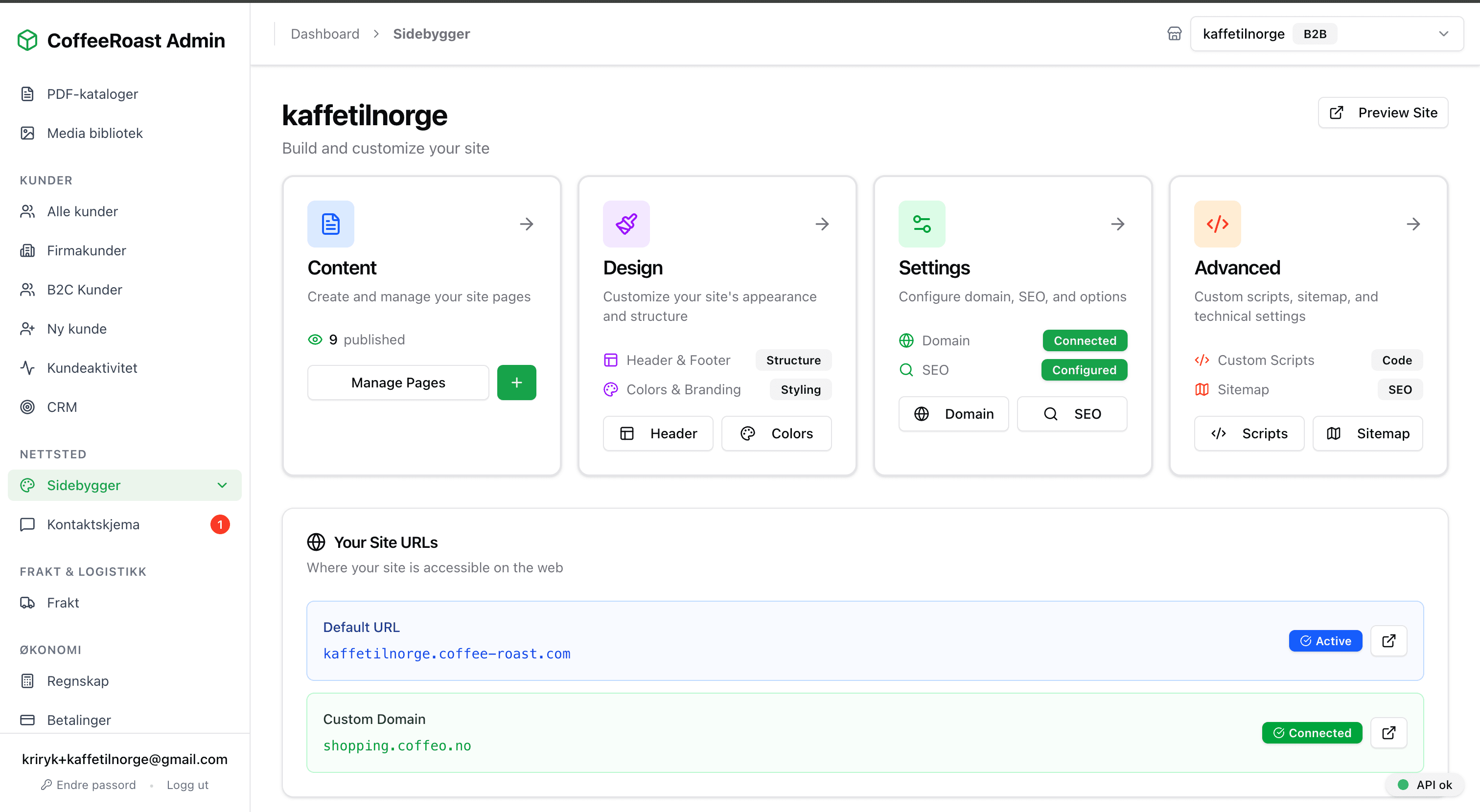 Storefront Site Builder Interface